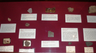 Display case with Vilnius meteorites