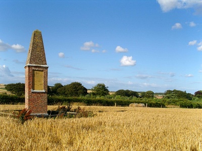 Monument marking the exact location of the Wold Cottage fall